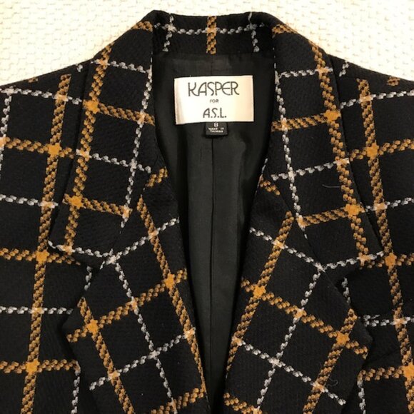 Classic Black Plaid Wool Jacket by Kasper - Picture 4 of 4